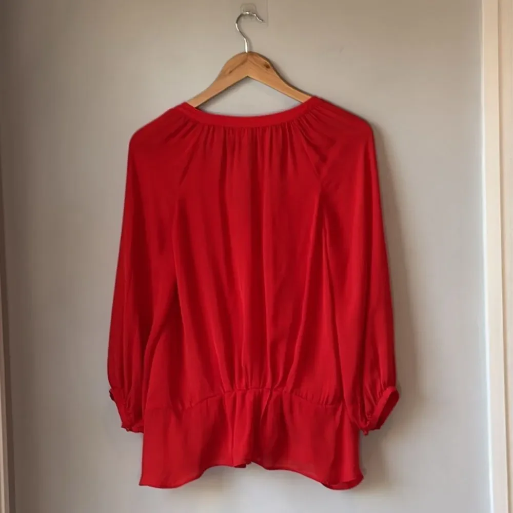 Joie Silk Red Blouse 3/4 Sleeve